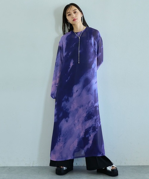 HARE（ハレ）の「シアーマーブルガラワンピース(HARE)（ワンピース・レディース・パープル/ブルー・FREE）」の7枚目の写真