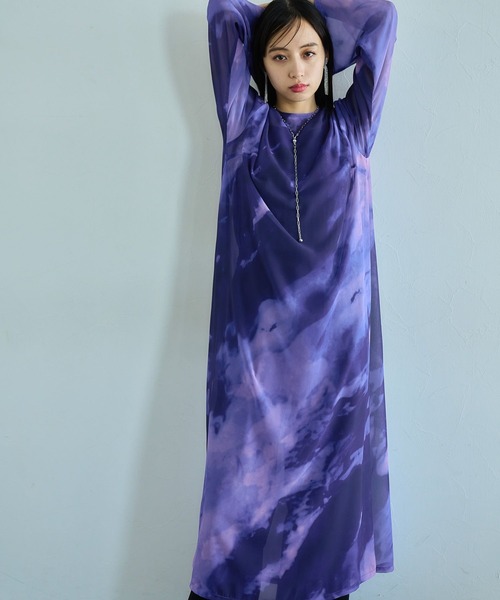 HARE（ハレ）の「シアーマーブルガラワンピース(HARE)（ワンピース・レディース・パープル/ブルー・FREE）」の11枚目の写真