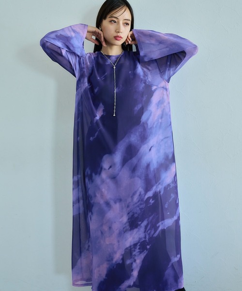 HARE（ハレ）の「シアーマーブルガラワンピース(HARE)（ワンピース・レディース・パープル/ブルー・FREE）」の13枚目の写真