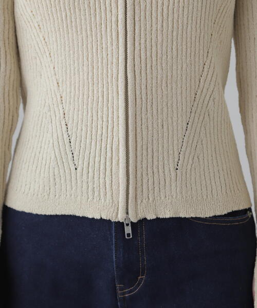FREE'S MART（フリーズマート）の「◆襟付きダブルジップリブニットカーディガン（ニット/セーター・レディース・ブラック/ブルー/ホワイト・FREE）」の11枚目の写真