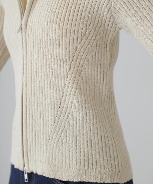 FREE'S MART（フリーズマート）の「◆襟付きダブルジップリブニットカーディガン（ニット/セーター・レディース・ブラック/ブルー/ホワイト・FREE）」の12枚目の写真