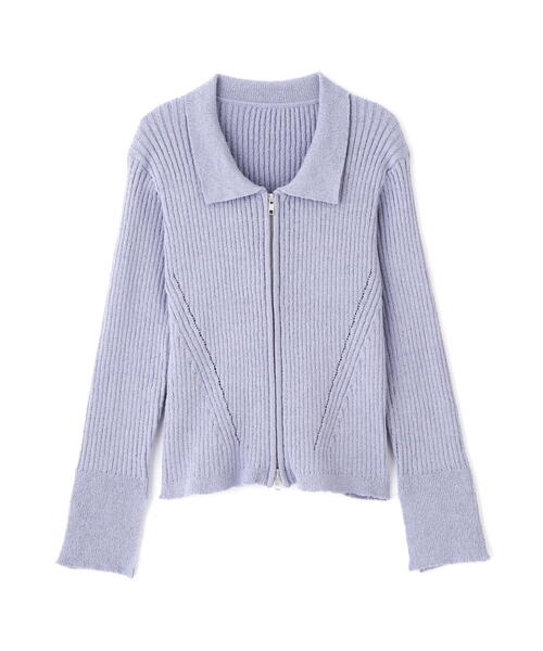 FREE'S MART（フリーズマート）の「◆襟付きダブルジップリブニットカーディガン（ニット/セーター・レディース・ブラック/ブルー/ホワイト・FREE）」の13枚目の写真