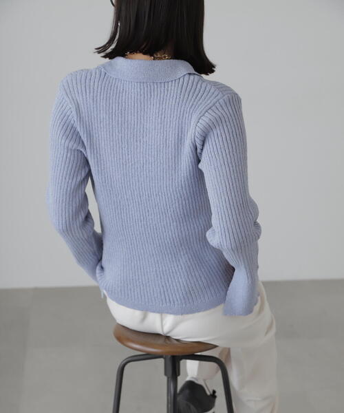 FREE'S MART（フリーズマート）の「◆襟付きダブルジップリブニットカーディガン（ニット/セーター・レディース・ブラック/ブルー/ホワイト・FREE）」の16枚目の写真