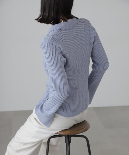 FREE'S MART（フリーズマート）の「◆襟付きダブルジップリブニットカーディガン（ニット/セーター・レディース・ブラック/ブルー/ホワイト・FREE）」の17枚目の写真