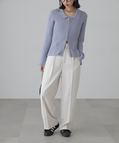 FREE'S MART（フリーズマート）の「◆襟付きダブルジップリブニットカーディガン（ニット/セーター・レディース・ブラック/ブルー/ホワイト・FREE）」の19枚目の写真