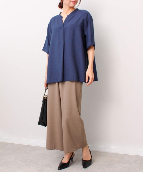 fleur by mint breeze(フルールバイミントブリーズ)の「【L~5L 大きいサイズ】 ストレッチ 麻調 ワイド パンツ セットアップ可能(その他パンツ・レディース・カーキ/ブラック・5L/4L/3L/LL/L)」の12枚目の写真