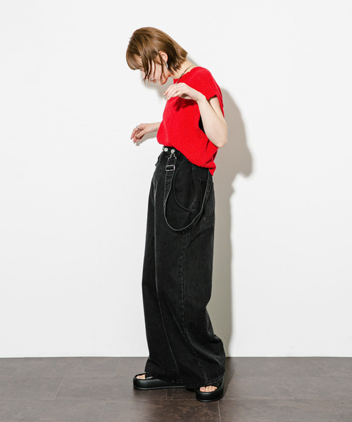 KBF（ケイビーエフ）の「ブークレニットベスト（ニット/セーター・レディース・ブラック/アイボリー/レッド・ONE）」の21枚目の写真