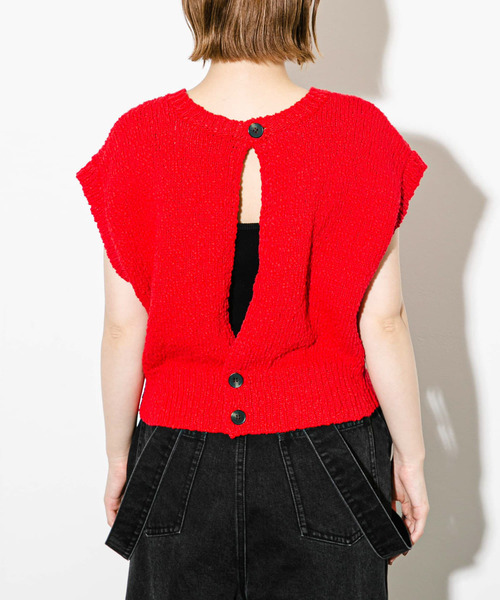 KBF（ケイビーエフ）の「ブークレニットベスト（ニット/セーター・レディース・ブラック/アイボリー/レッド・ONE）」の17枚目の写真