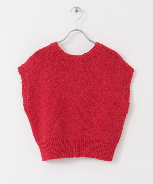 KBF（ケイビーエフ）の「ブークレニットベスト（ニット/セーター・レディース・ブラック/アイボリー/レッド・ONE）」の10枚目の写真