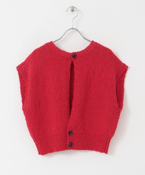 KBF（ケイビーエフ）の「ブークレニットベスト（ニット/セーター・レディース・ブラック/アイボリー/レッド・ONE）」の9枚目の写真