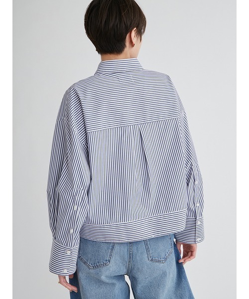 emmi（エミ）の「ウォッシャブル袖ボリュームブラウス（シャツ/ブラウス・レディース・オフホワイト/インディゴブルー/ストライプ・FREE）」の9枚目の写真