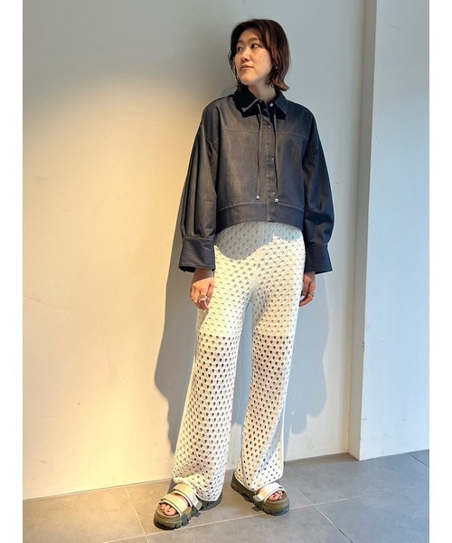 emmi（エミ）の「ウォッシャブル袖ボリュームブラウス（シャツ/ブラウス・レディース・オフホワイト/インディゴブルー/ストライプ・FREE）」の15枚目の写真