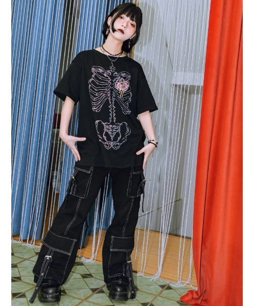 A'GEM9(エージェムナイン)の「『古怪舎/グガイシャ』 ステッチカーゴパンツ(カーゴパンツ・レディース・ブラック・L/M)」の19枚目の写真