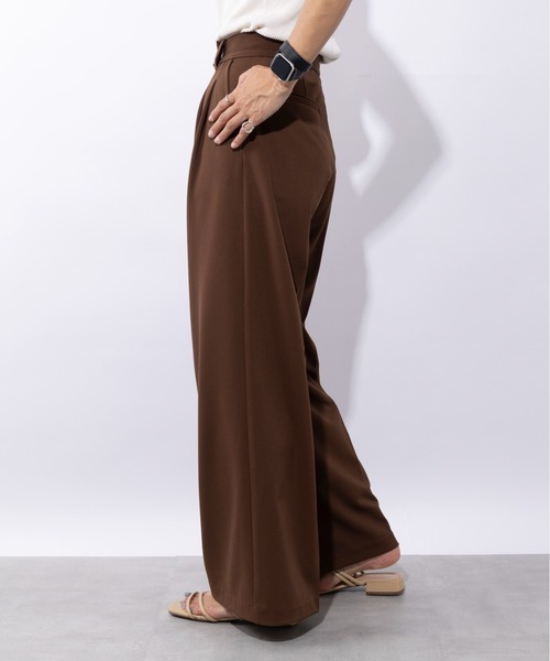 SETUP7(セットアップセブン)の「【SETUP7】Two Tuck Wide Pant ツータックワイドパンツ(スラックス・レディース・ブラウン/ブラック/オフホワイト・S/XS/M)」の16枚目の写真