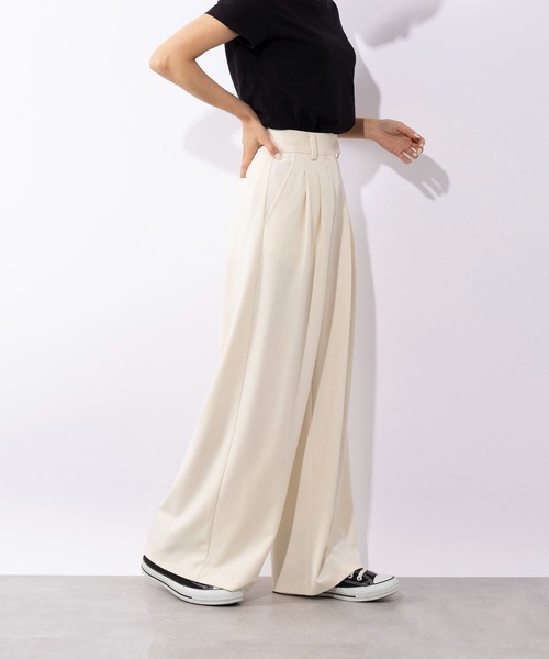 SETUP7(セットアップセブン)の「【SETUP7】Two Tuck Wide Pant ツータックワイドパンツ(スラックス・レディース・ブラウン/ブラック/オフホワイト・S/XS/M)」の6枚目の写真