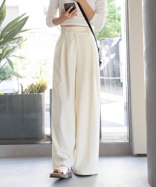 SETUP7(セットアップセブン)の「【SETUP7】Two Tuck Wide Pant ツータックワイドパンツ(スラックス・レディース・ブラウン/ブラック/オフホワイト・S/XS/M)」の19枚目の写真