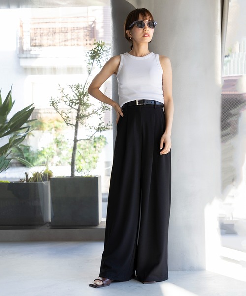 ふく　パンツ2点セット セール】【SETUP7】Two Tuck Wide Pant ツータックワイドパンツ