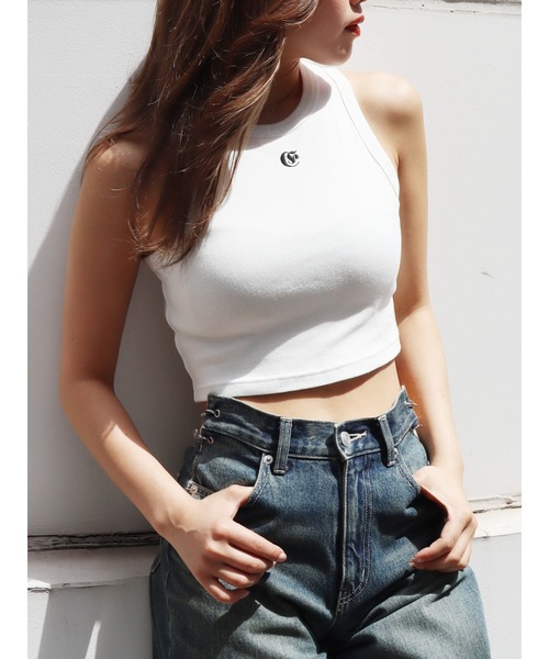 EVRIS（エヴリス）の「【ZOZO限定】ワンポイントアメスリタンクトップ（タンクトップ・レディース・ホワイト/ブラック/ピンク/ブルー・FREE）」の2枚目の写真