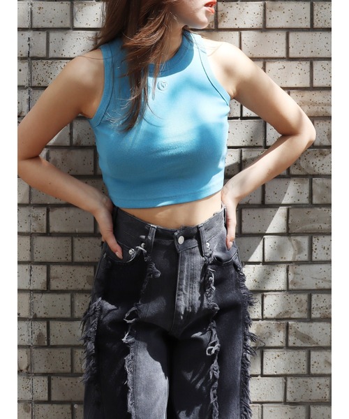 EVRIS（エヴリス）の「【ZOZO限定】ワンポイントアメスリタンクトップ（タンクトップ・レディース・ホワイト/ブラック/ピンク/ブルー・FREE）」の9枚目の写真