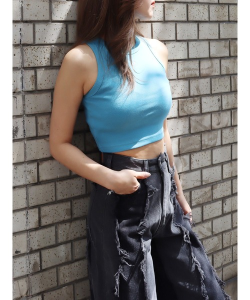 EVRIS（エヴリス）の「【ZOZO限定】ワンポイントアメスリタンクトップ（タンクトップ・レディース・ホワイト/ブラック/ピンク/ブルー・FREE）」の10枚目の写真