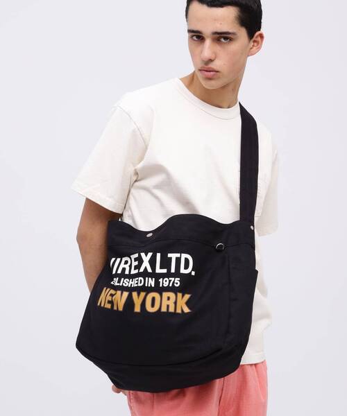 AVIREX（アヴィレックス）の「NEWSPAPER BAG / ニュースペーパー バッグ / AVIREX / アヴィレックス / AX2702（ショルダーバッグ・メンズ・ブラック/ホワイト系2・F）」の3枚目の写真