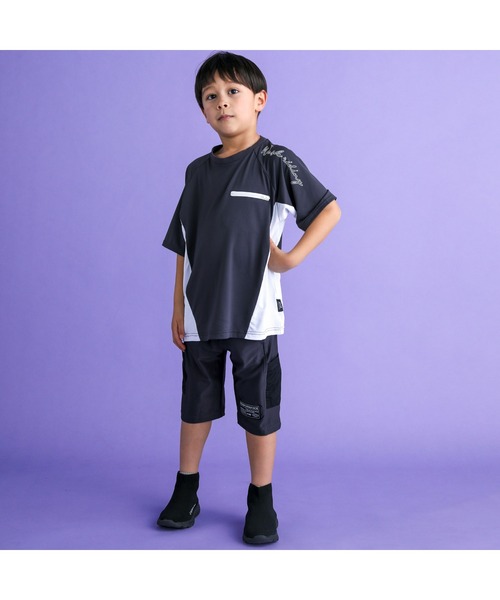 WASK（ワスク）の「【速乾/接触冷感】【お揃い】配色ポケットロゴラグランメッシュTシャツ(100~160cm)（Tシャツ/カットソー・キッズ・ブラック/ブルー・150cm/160cm/110cm/120cm/130cm/140cm/100cm）」の22枚目の写真