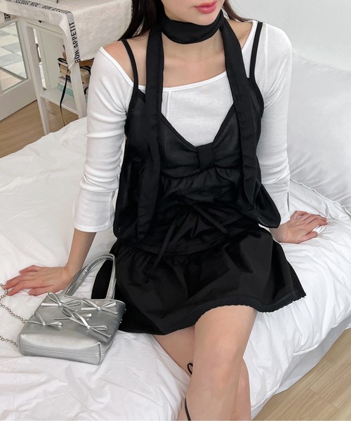 by muni:r（バイ ムニール）の「リボンビーズチェーンバッグ（トートバッグ・レディース・シルバー/ブラック・ONE SIZE）」の16枚目の写真