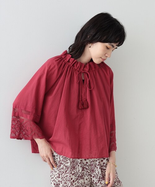 GALLEST（ギャレスト）の「◆ネックギャザーブラウス（シャツ/ブラウス・レディース・イエロー/ダークブラウン/ワインレッド・34/38）」の3枚目の写真