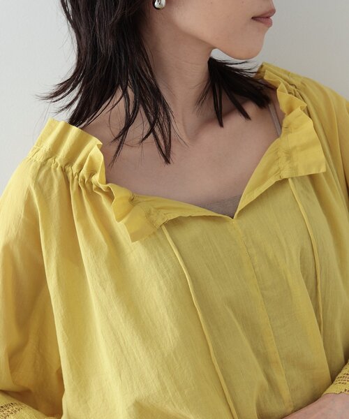 GALLEST（ギャレスト）の「◆ネックギャザーブラウス（シャツ/ブラウス・レディース・イエロー/ダークブラウン/ワインレッド・34/38）」の7枚目の写真