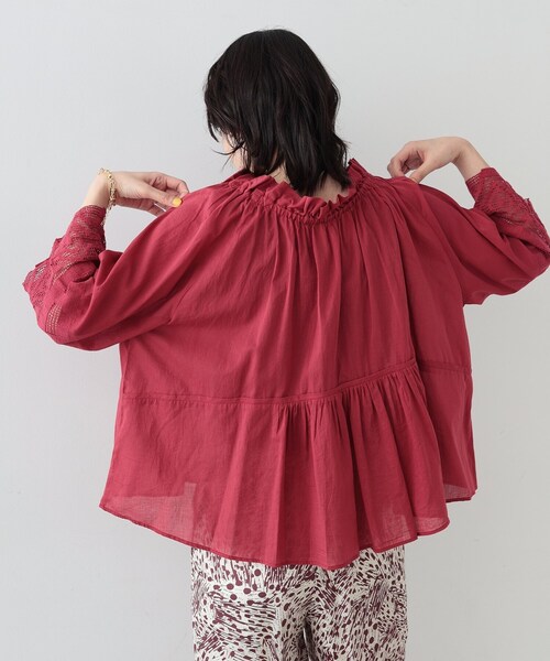 GALLEST（ギャレスト）の「◆ネックギャザーブラウス（シャツ/ブラウス・レディース・イエロー/ダークブラウン/ワインレッド・34/38）」の9枚目の写真