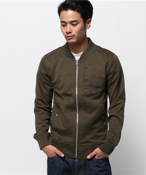 CIAOPANIC TYPY（チャオパニックティピー）の「ジャージーMA1ジャケット（ブルゾン・メンズ・オリーブ/ブラック・LARGE/SMALL/MEDIUM）」の2枚目の写真