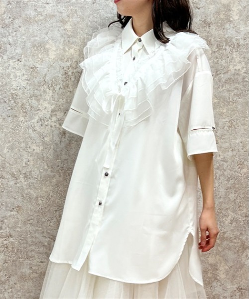 axes femme（アクシーズファム）の「チュールフリルカラー付シャツ 