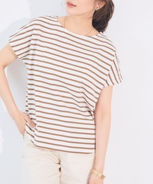CROSS FUNCTION（クロスファンクション）の「《接触冷感》エブ楽フレンチスリーブボーダーTシャツ【CF/クロスファンクション】（Tシャツ/カットソー）」
