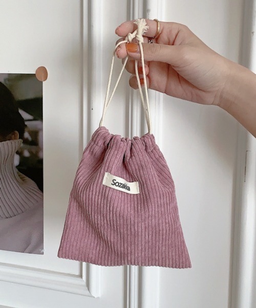 Pochi Pouch/コーデュロイ 巾着 ミニ ポーチ（ポーチ）｜Pochi