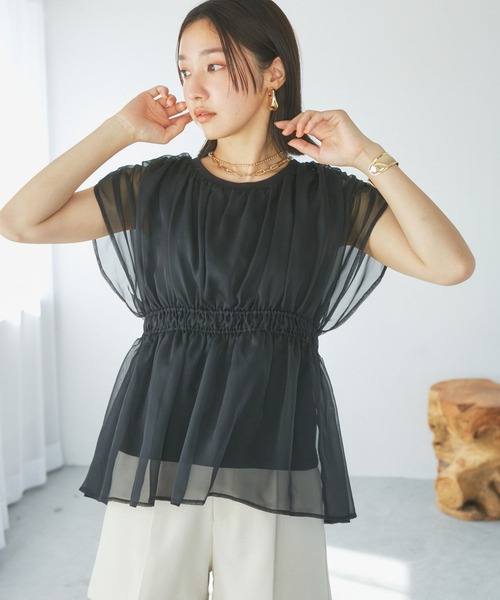 VIS（ビス）の「シアードッキングトップス（Tシャツ/カットソー・レディース・ブラック/ホワイト/ベージュ系その他・FREE）」の2枚目の写真