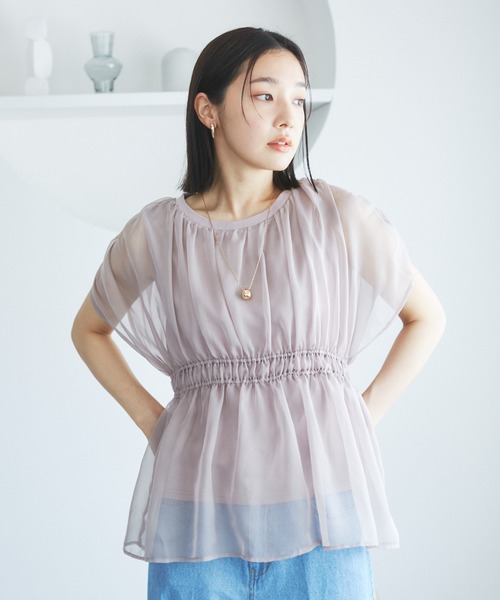 VIS（ビス）の「シアードッキングトップス（Tシャツ/カットソー・レディース・ブラック/ホワイト/ベージュ系その他・FREE）」の4枚目の写真