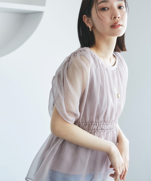 VIS（ビス）の「シアードッキングトップス（Tシャツ/カットソー・レディース・ブラック/ホワイト/ベージュ系その他・FREE）」の6枚目の写真