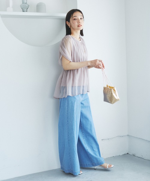 VIS（ビス）の「シアードッキングトップス（Tシャツ/カットソー・レディース・ブラック/ホワイト/ベージュ系その他・FREE）」の9枚目の写真