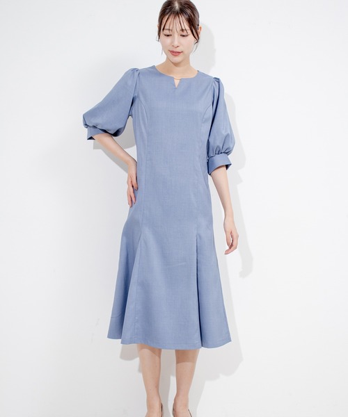 Jayro(ジャイロ)の「ボリュームスリーブ切替マーメイドワンピース(ワンピース・レディース・ネイビー/ブルー/イエロー・M)」の8枚目の写真