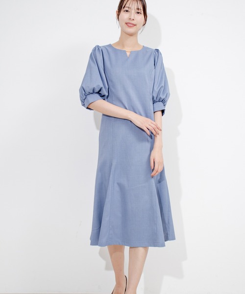 Jayro(ジャイロ)の「ボリュームスリーブ切替マーメイドワンピース(ワンピース・レディース・ネイビー/ブルー/イエロー・M)」の9枚目の写真