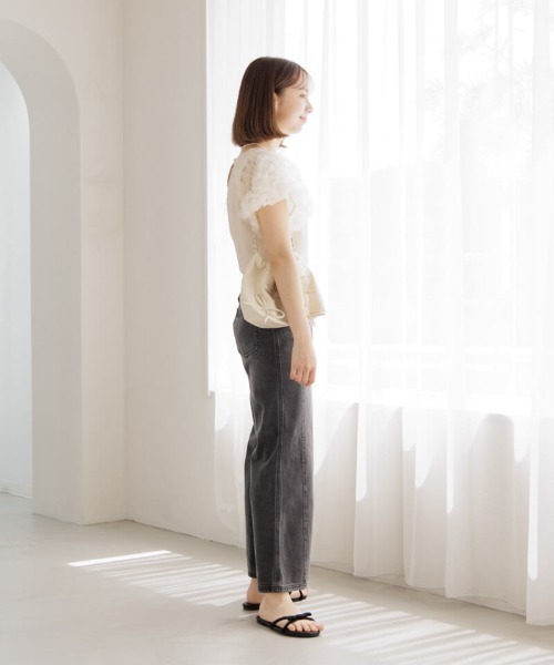ブラウス シャツ シアーパフブラウス レディース Loungedress ブラウス シャツ シアーパフブラウス レディース