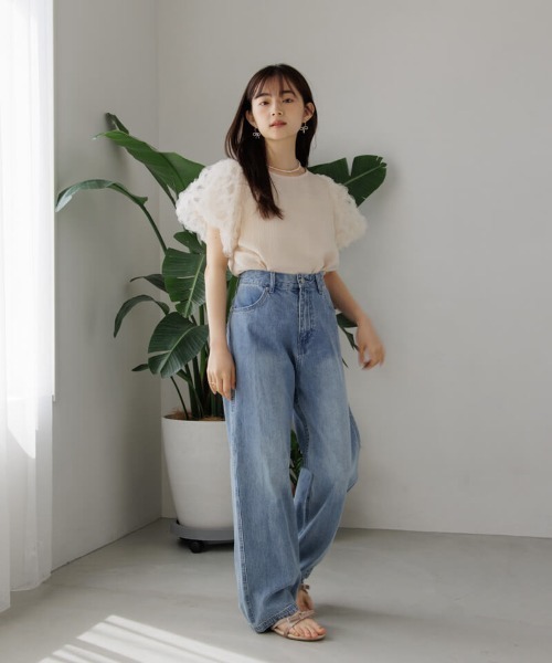 flower（フラワー）の「シアーパフブラウス（シャツ/ブラウス・レディース・ベージュ/ブラック・FREE）」の15枚目の写真