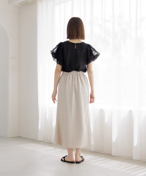 flower（フラワー）の「シアーパフブラウス（シャツ/ブラウス・レディース・ベージュ/ブラック・FREE）」の20枚目の写真