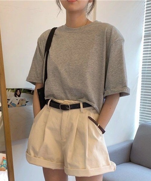 Teem Store(チームストア)の「ワイドシルエット ショート Tシャツ(Tシャツ/カットソー・レディース・グレー/ホワイト/ブラック・L/M/S)」の3枚目の写真