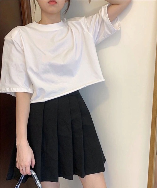 Teem Store(チームストア)の「ワイドシルエット ショート Tシャツ(Tシャツ/カットソー・レディース・グレー/ホワイト/ブラック・L/M/S)」の2枚目の写真