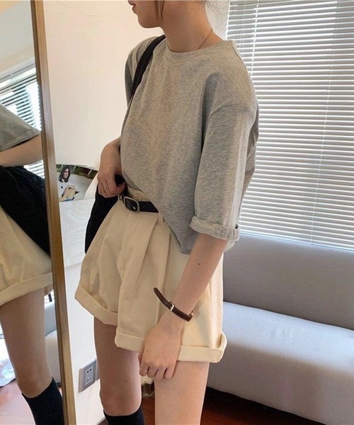 Teem Store(チームストア)の「ワイドシルエット ショート Tシャツ(Tシャツ/カットソー・レディース・グレー/ホワイト/ブラック・L/M/S)」の22枚目の写真