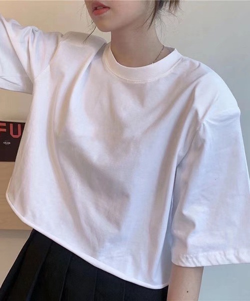 Teem Store(チームストア)の「ワイドシルエット ショート Tシャツ(Tシャツ/カットソー・レディース・グレー/ホワイト/ブラック・L/M/S)」の17枚目の写真