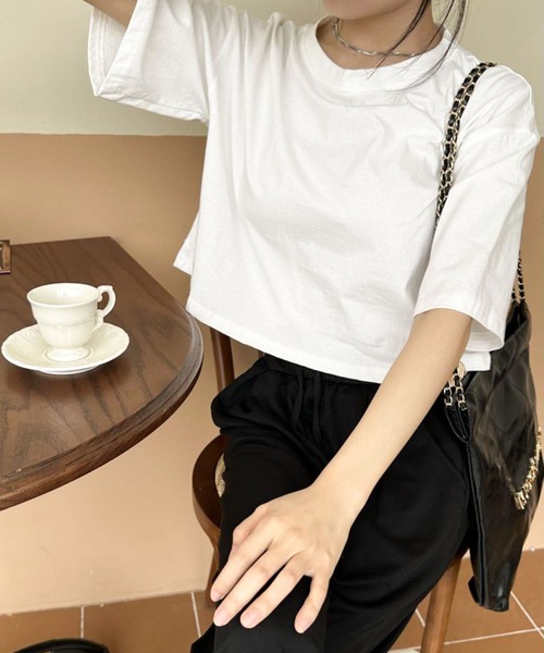 Teem Store(チームストア)の「ワイドシルエット ショート Tシャツ(Tシャツ/カットソー・レディース・グレー/ホワイト/ブラック・L/M/S)」の15枚目の写真