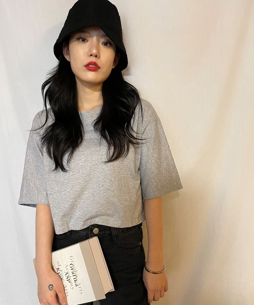 Teem Store(チームストア)の「ワイドシルエット ショート Tシャツ(Tシャツ/カットソー・レディース・グレー/ホワイト/ブラック・L/M/S)」の11枚目の写真