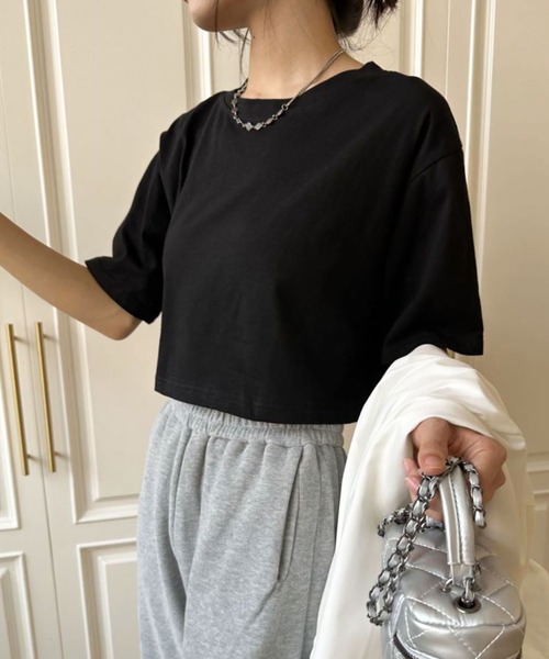 Teem Store(チームストア)の「ワイドシルエット ショート Tシャツ(Tシャツ/カットソー・レディース・グレー/ホワイト/ブラック・L/M/S)」の9枚目の写真